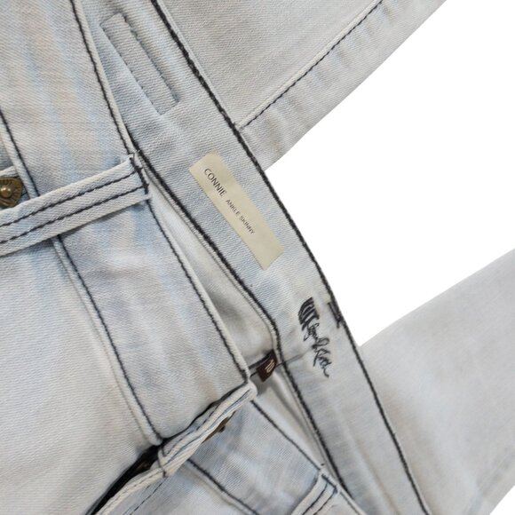 Kut from the Kloth Ankle Skinny White Light Blue Denim SZ 10 Raw Hem 28" L - Picture 11 of 13
